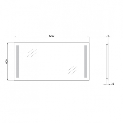 Дзеркало Qtap Mideya New 120x60 з LED-підсвічуванням QT20783502W