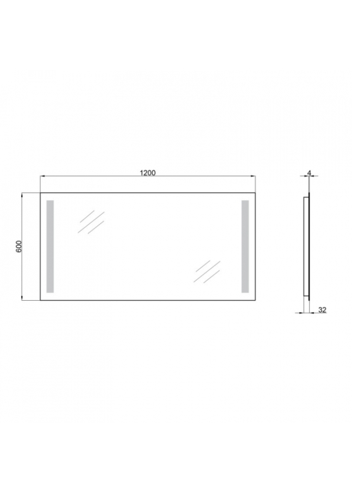 Дзеркало Qtap Mideya New 120x60 з LED-підсвічуванням QT20783502W