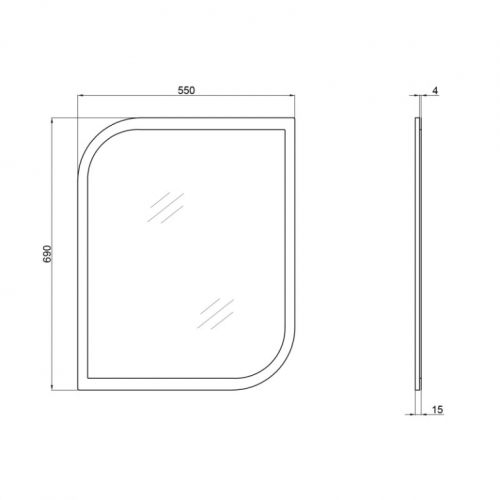 Дзеркало Qtap Scorpio 55х695 Graphite QT147850702G