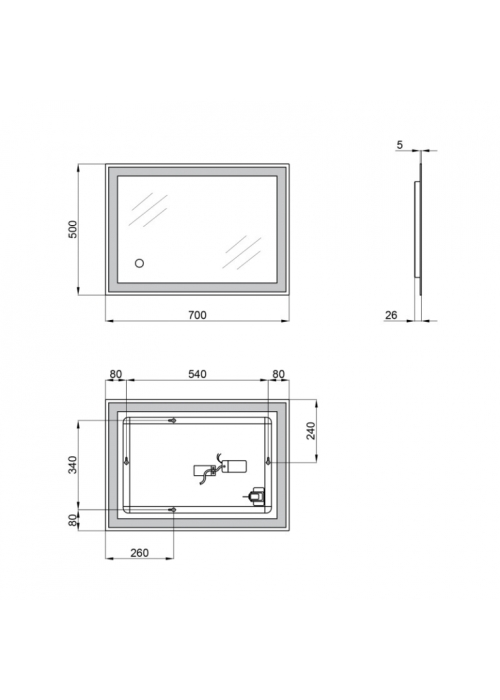 Дзеркало Qtap Stork 50x70 з LED-підсвічуванням, Reverse QT15781403W