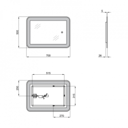 Зеркало Qtap Swan 50x70 с LED-подсветкой, Reverse QT167814145070W