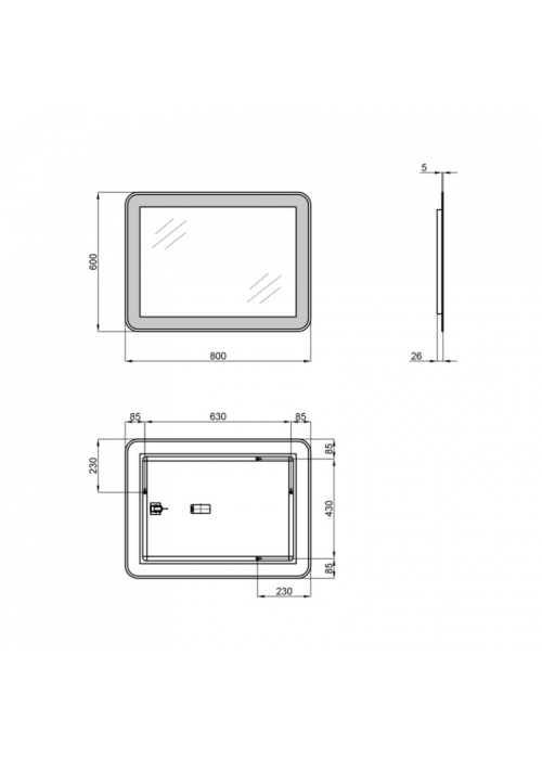 Дзеркало Qtap Swan 60x80 з LED-підсвічуванням, Reverse QT167814146080W