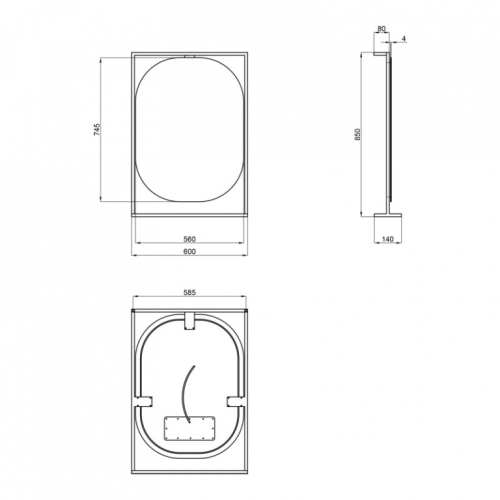 Дзеркало Qtap Taurus 60х85 Black/Whitish oak з LED-підсвічуванням QT2478ZP600BWO