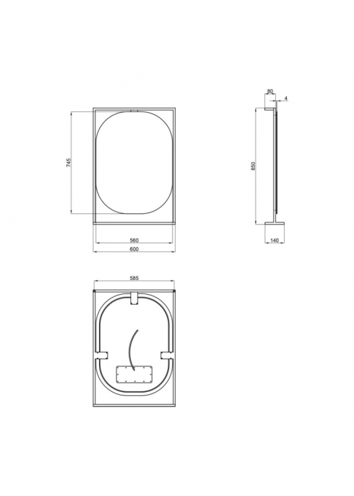 Дзеркало Qtap Taurus 60х85 Black/Whitish oak з LED-підсвічуванням QT2478ZP600BWO