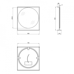 Дзеркало Qtap Taurus 80х85 Black/Whitish oak з LED-підсвічуванням QT2478ZP800BWO