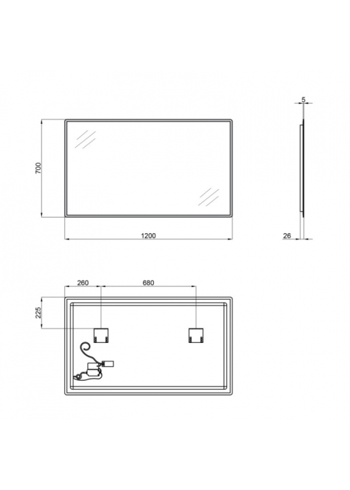 Дзеркало Qtap Tern 120x70 з LED-підсвічуванням QT1778140470120W