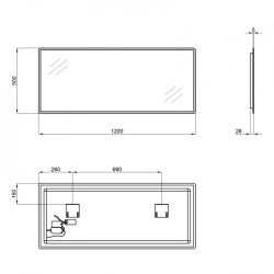 Дзеркало Qtap Tern 120x50 з LED-підсвічуванням QT1778140450120W