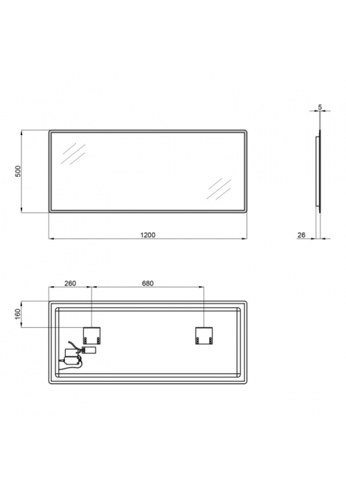 Дзеркало Qtap Tern 120x50 з LED-підсвічуванням QT1778140450120W