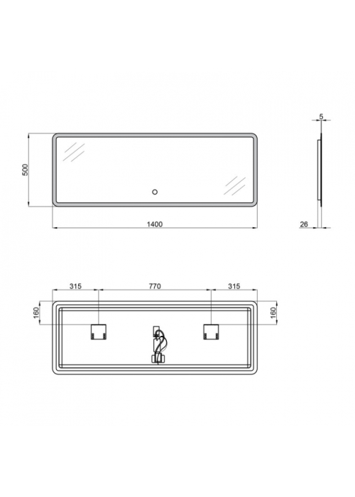 Дзеркало Qtap Tern 140x50 з LED-підсвічуванням QT1778142750140W