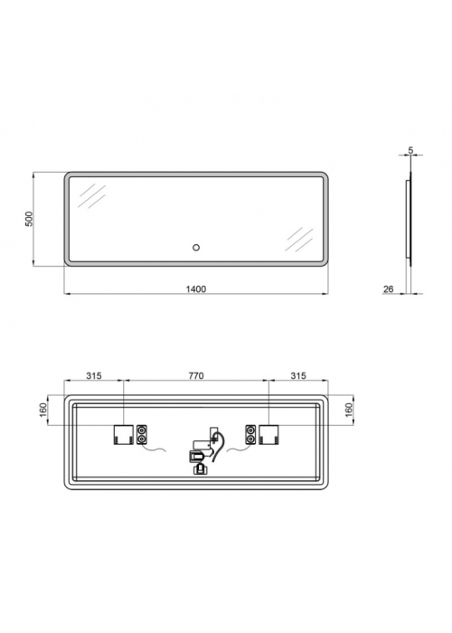 Дзеркало Qtap Tern 140x50 з LED-підсвічуванням, Bluetooth QT1778142750140WB