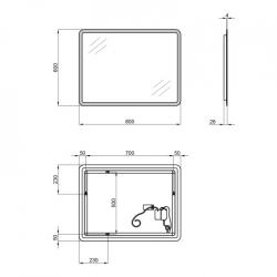 Дзеркало Qtap Tern 60x80 з LED-підсвічуванням, Reverse QT177814276080W