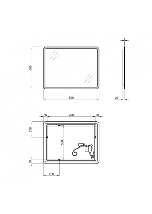 Дзеркало Qtap Tern 60x80 з LED-підсвічуванням, Reverse QT177814276080W