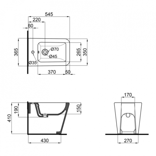 Біде підлогове Qtap Crow 54.5х36х41 White QT05443370W