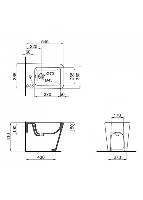 Біде підлогове Qtap Crow 54.5х36х41 White QT05443370W