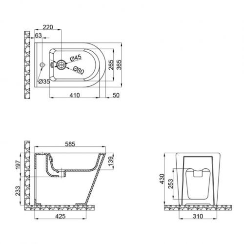 Біде підлогове Qtap Scorpio 53x36x39.5 Matt black QT14441003CMB