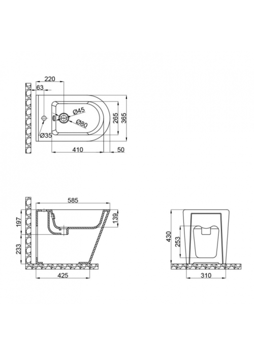 Біде підлогове Qtap Scorpio 53x36x39.5 Matt black QT14441003CMB