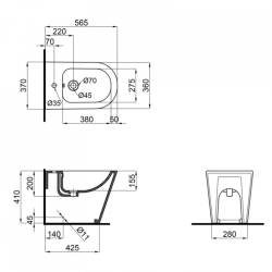 Біде підлогове Qtap Stork 56х36х41 White QT15443378W