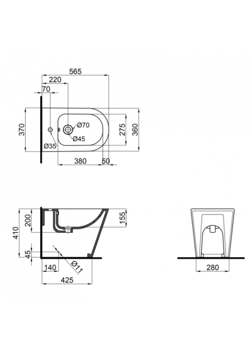 Біде підлогове Qtap Stork 56х36х41 White QT15443378W