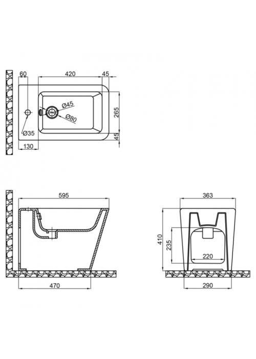 Биде напольное Qtap Tern 56х36х40 White QT1744003CW