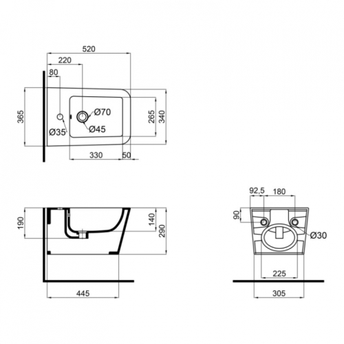 Біде підвісне Qtap Crow 52х36х29 White QT05555370W