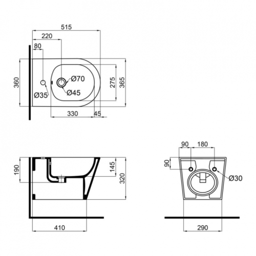 Біде підвісне Qtap Swan 52х36х32 White QT16555378W