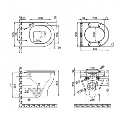 Унитаз подвесной Qtap Aries безободковый с сиденьем Soft-close QT0333063ERW