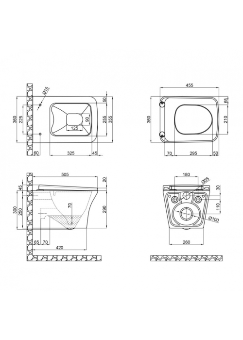 Унитаз подвесной Qtap Gemini безободковый с сиденьем Soft-close QT25332614EW