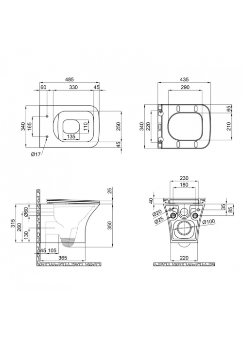 Унитаз подвесной Qtap Presto безободковый с сиденьем Soft-close QT24332615EW