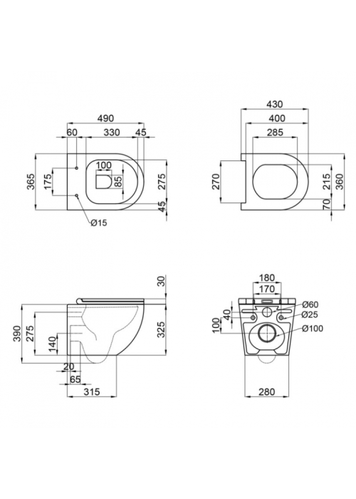 Унитаз подвесной Qtap Robin New безободковый с сиденьем Soft-close QT1333046ENRW