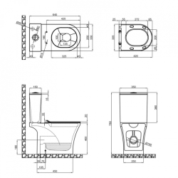 Унитаз-компакт Qtap Presto безободковый с сиденьем Soft-close QT24221217AW