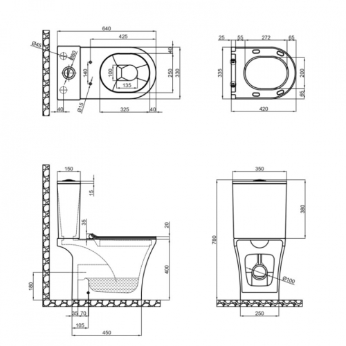 Унітаз-компакт Qtap Presto безободковий з сидінням Soft-close QT24221217AW