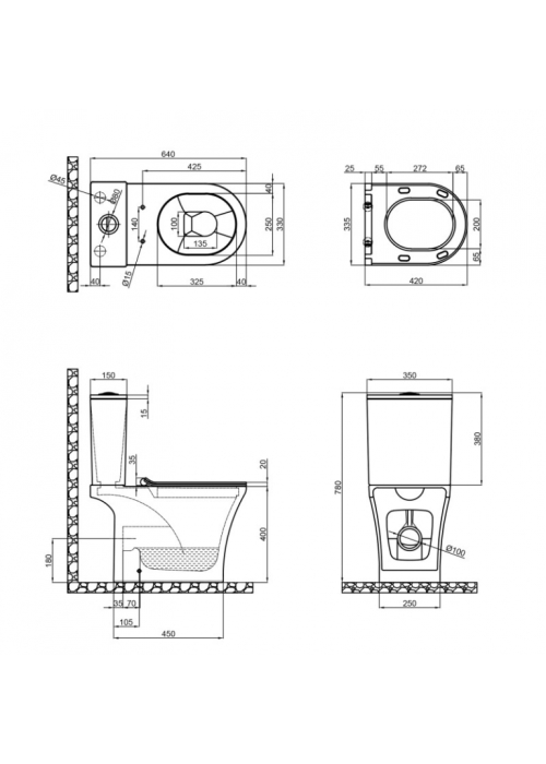 Унитаз-компакт Qtap Presto безободковый с сиденьем Soft-close QT24221217AW