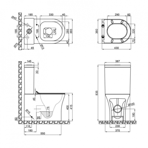 Унітаз-компакт Qtap Virgo безободковий з сидінням Soft-close QT18222169ARW