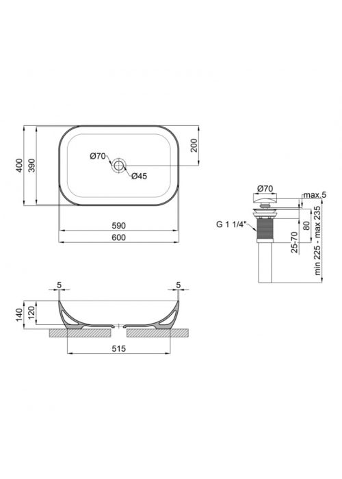 Раковина Qtap Robin 61x40x14,5 Matt black QT132143PMBMB