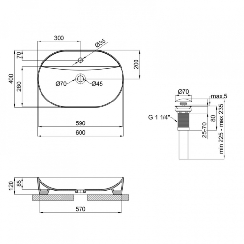 Раковина Qtap Scorpio 61x40x12 White з донним клапаном QT14112203W