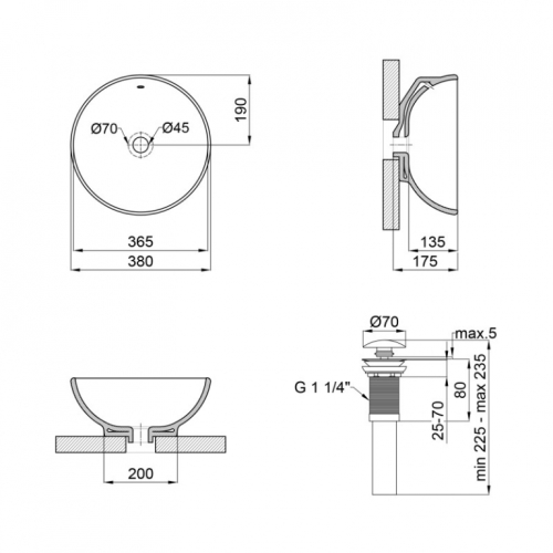 Раковина-чаша Qtap Robin 38,3x38,3x17,5 White з донним клапаном QT1311L408W