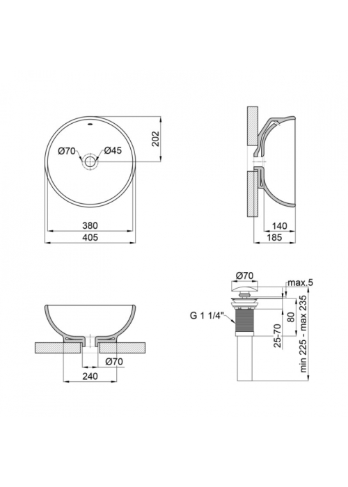 Раковина-чаша Qtap Robin 41x41x18 White з донним клапаном QT1311A004W