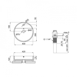 Раковина-чаша Qtap Swan 42x42x14,5 White з донним клапаном QT1611A051TW