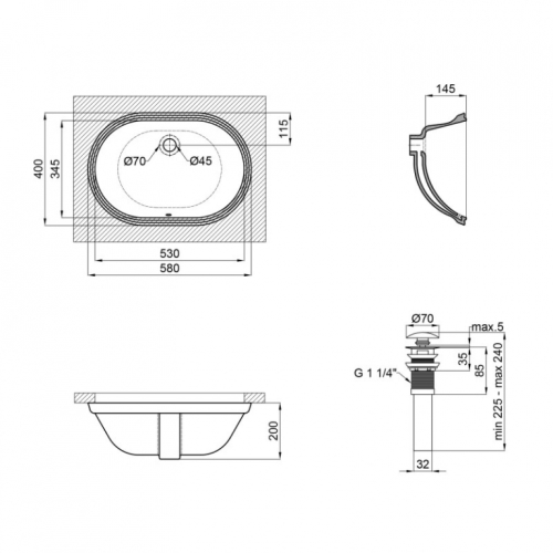 Раковина Qtap Stork 58,5x39,5x19,5 White з донним клапаном QT15116030W