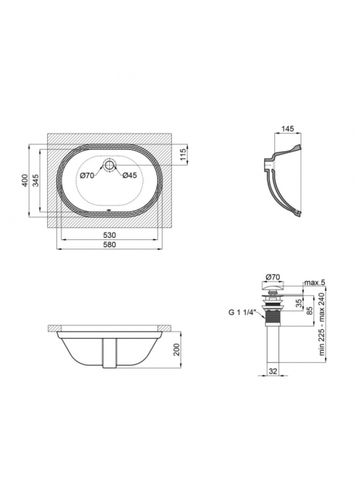 Раковина Qtap Stork 58,5x39,5x19,5 White з донним клапаном QT15116030W