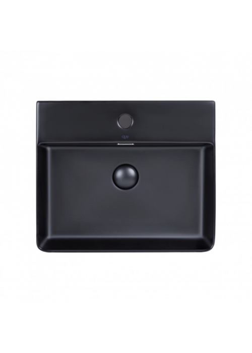 Раковина Qtap Nando LT 50x42x12 Matt black з донним клапаном QT12112173SMBMB