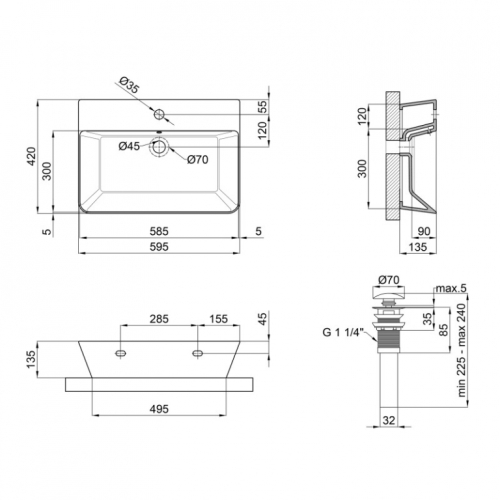 Раковина Qtap Virgo 60x42x14 White з донним клапаном QT18112253W