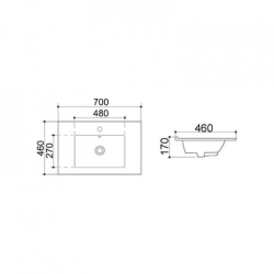 Раковина Qtap Albatross 70x46x18 White з донним клапаном QT01113070CW