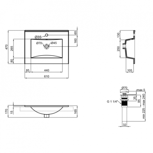 Раковина Qtap Albatross New 60x47x18 White з донним клапаном QT0111750660W