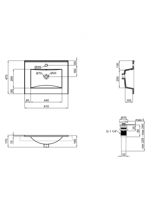 Раковина Qtap Albatross New 60x47x18 White с донным клапаном QT0111750660W