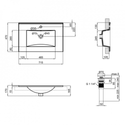 Раковина Qtap Albatross New 71x46,5x18 White с донным клапаном QT0111750670W