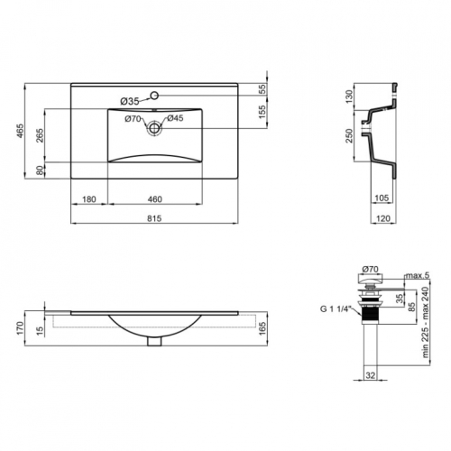 Раковина Qtap Albatross New 81x47x18 White з донним клапаном QT0111750680W