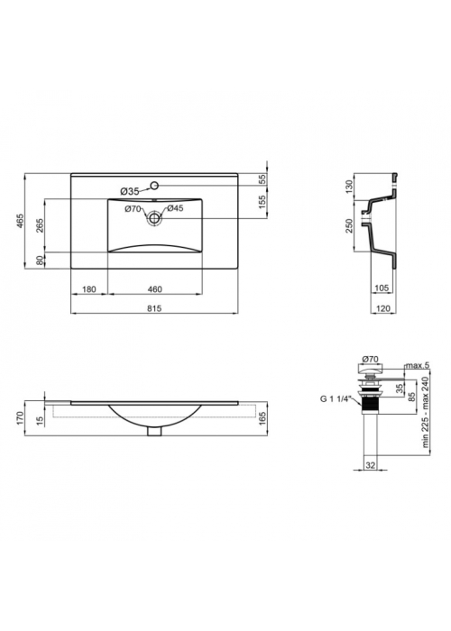 Раковина Qtap Albatross New 81x47x18 White с донным клапаном QT0111750680W