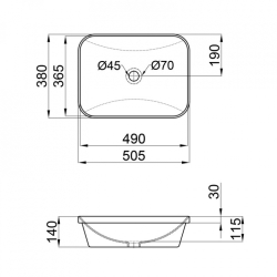 Раковина Qtap Scorpio 50x38x14,5 White з донним клапаном QT1411K490W