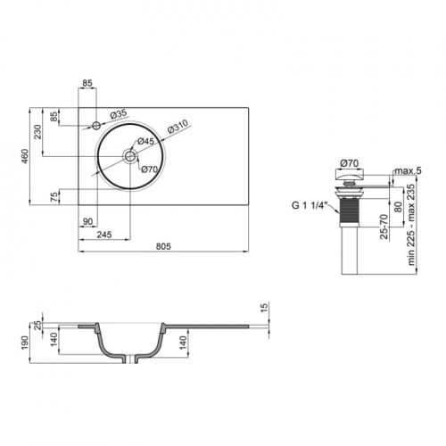 Раковина Qtap Virgo 80x46x30 White з донним клапаном QT1811FL8130ALLW